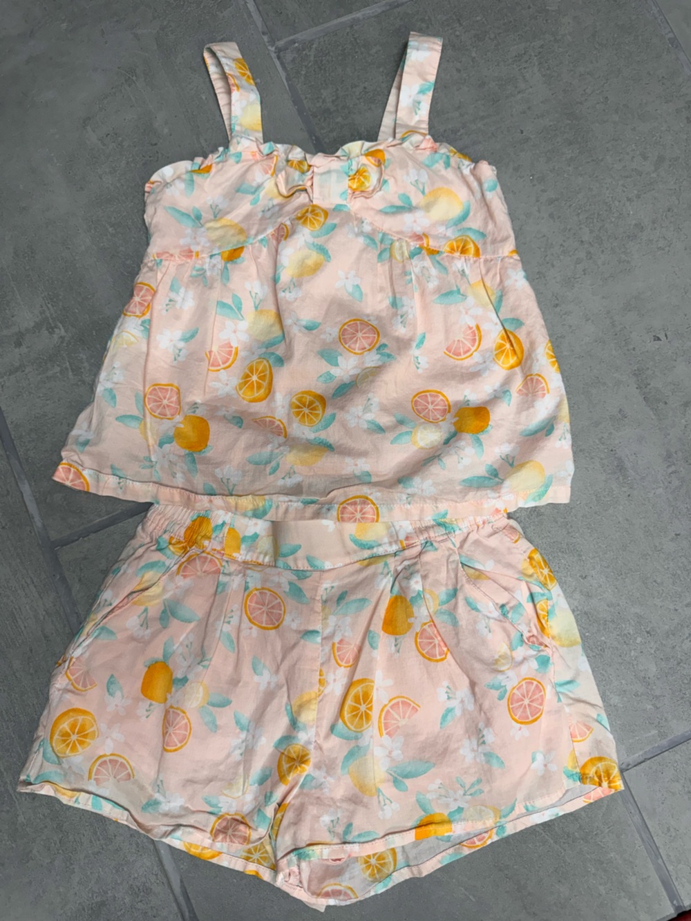 Janie and Jack Spring Break Citrus Floral 2 Piece Set Size 4 NWOT